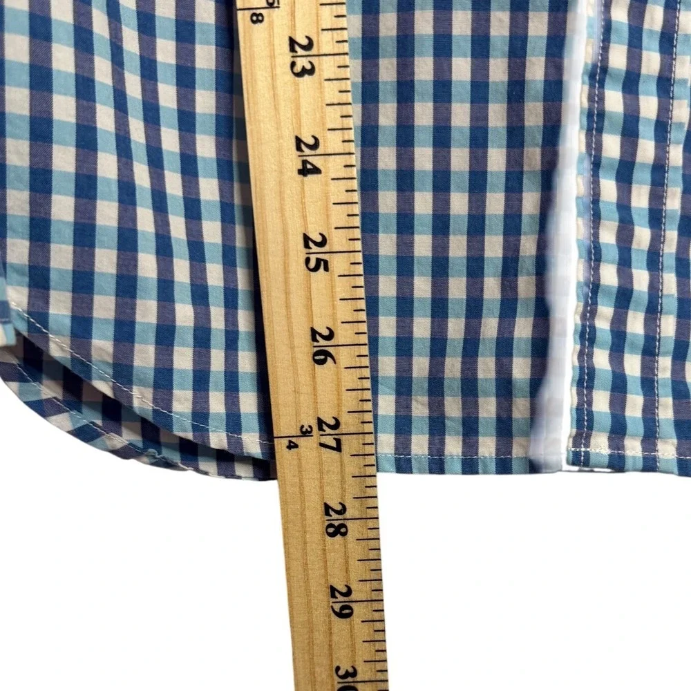 Banana Republic Shirt Mens Small Blue Gingham Camden Fit Custom Wash Long Sleeve
